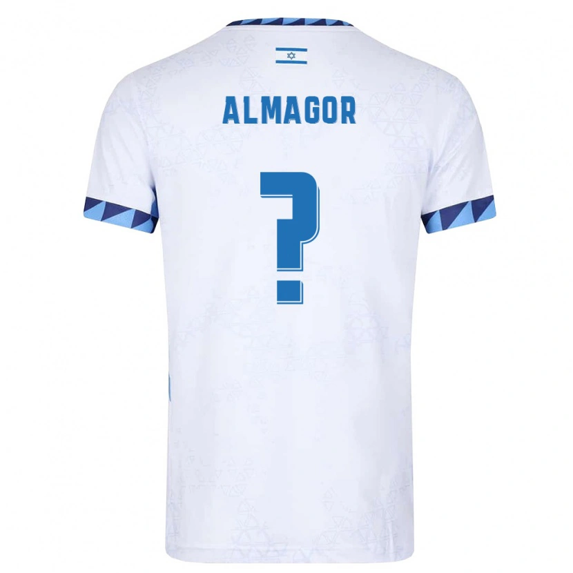 Danxen Mujer Camiseta Israel Ohad Almagor #0 Blanco Azul Claro 1ª Equipación 26-28 La Camisa