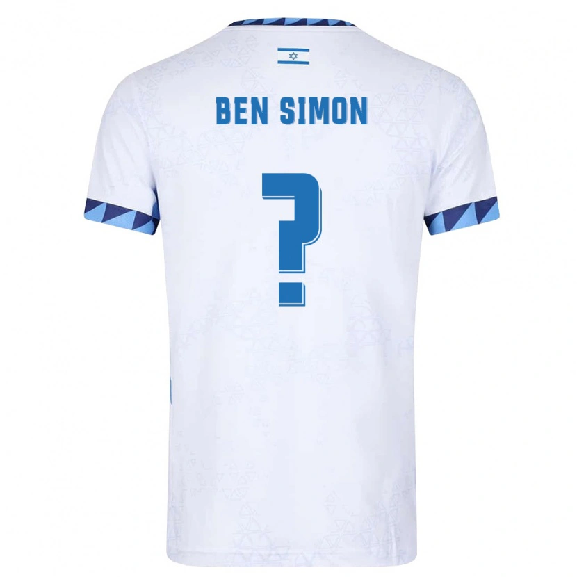 Danxen Mujer Camiseta Israel Ilay Ben Simon #0 Blanco Azul Claro 1ª Equipación 26-28 La Camisa