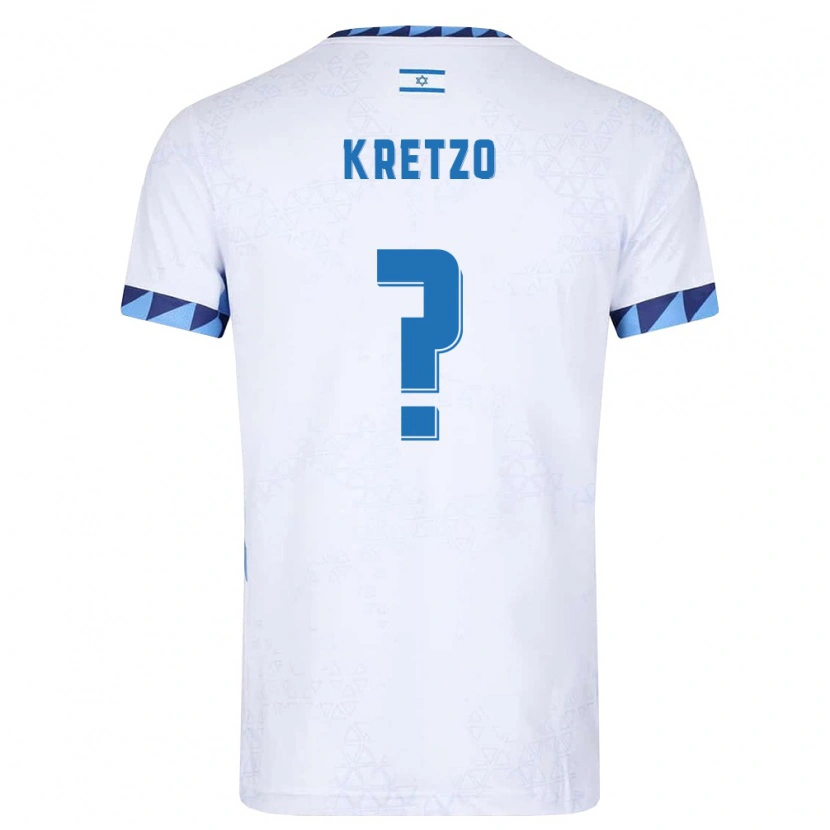 Danxen Mujer Camiseta Israel Yuval Kretzo #0 Blanco Azul Claro 1ª Equipación 26-28 La Camisa