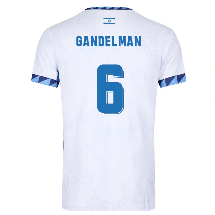 Danxen Mujer Camiseta Israel Omri Gandelman #6 Blanco Azul Claro 1ª Equipación 26-28 La Camisa