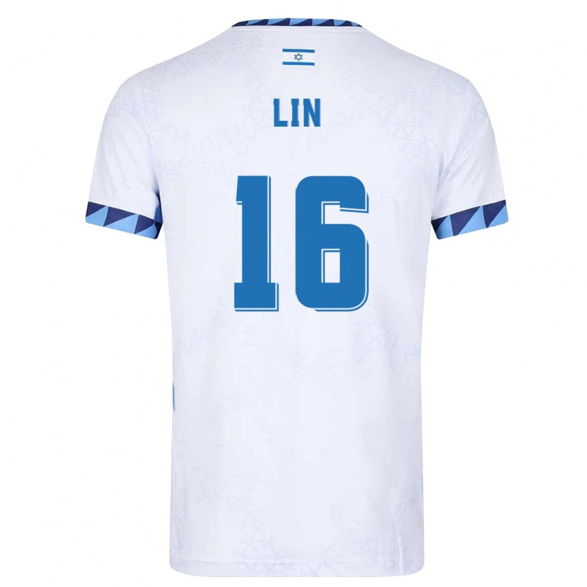 Danxen Mujer Camiseta Israel Bar Lin #16 Blanco Azul Claro 1ª Equipación 26-28 La Camisa