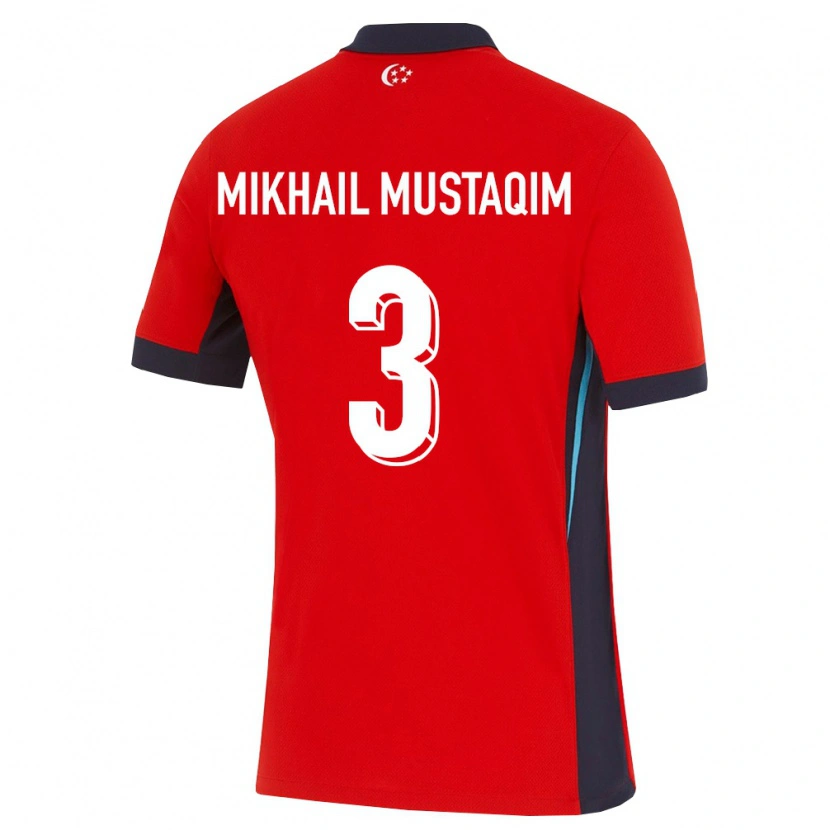Danxen Mujer Camiseta Singapur Ikram Mikhail Mustaqim #3 Rojo Blanco Negro 1ª Equipación 26-28 La Camisa