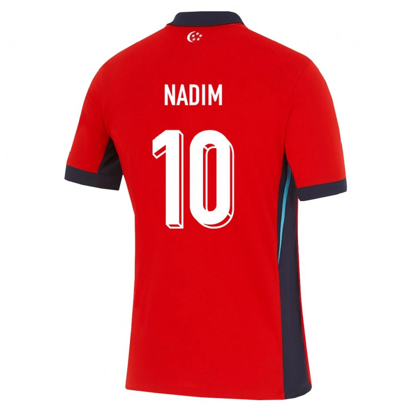 Danxen Mujer Camiseta Singapur Khairin Nadim #10 Rojo Blanco Negro 1ª Equipación 26-28 La Camisa