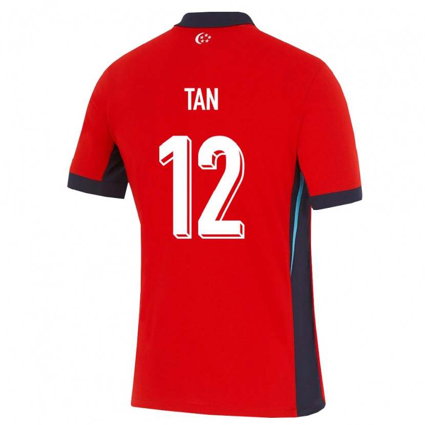 Danxen Mujer Camiseta Singapur Kieran Tan #12 Rojo Blanco Negro 1ª Equipación 26-28 La Camisa