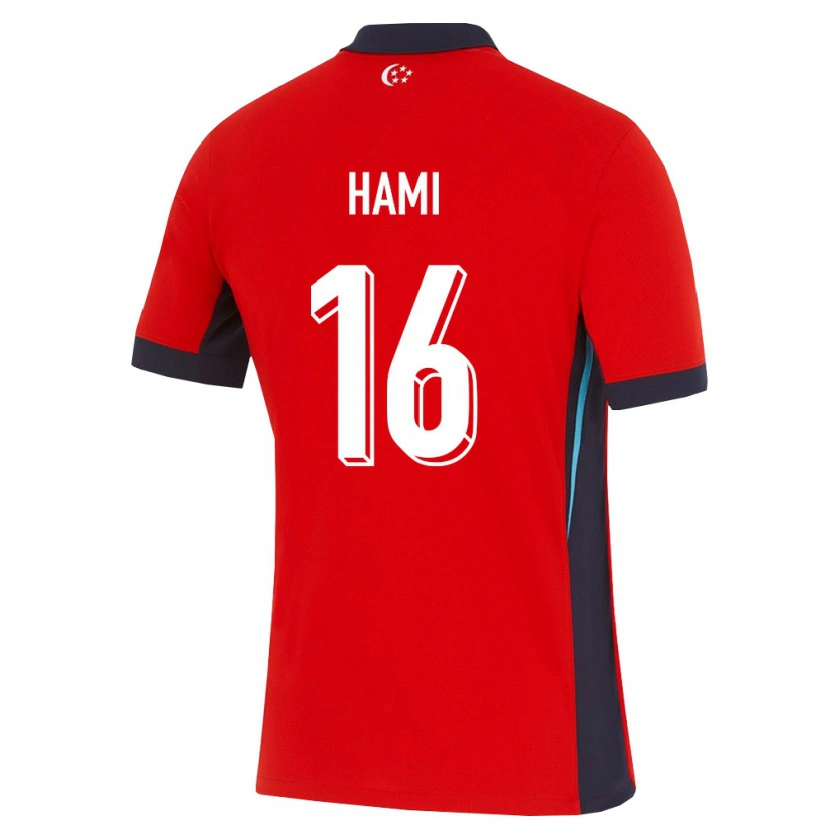 Danxen Mujer Camiseta Singapur Hami Syahin #16 Rojo Blanco Negro 1ª Equipación 26-28 La Camisa