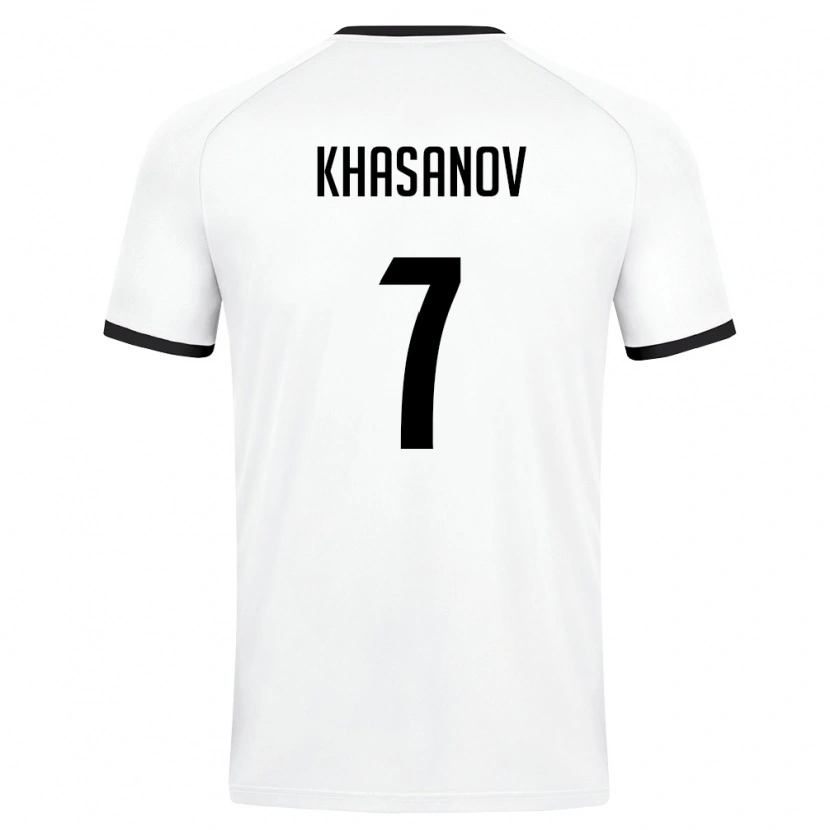 Danxen Mujer Camiseta Uzbekistán Sadriddin Khasanov #7 Blanco Verde Oscuro 2ª Equipación 26-28 La Camisa