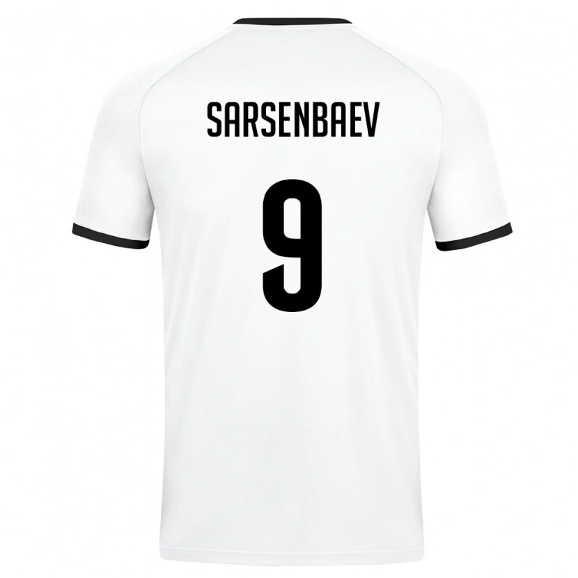 Danxen Mujer Camiseta Uzbekistán Nurbek Sarsenbaev #9 Blanco Verde Oscuro 2ª Equipación 26-28 La Camisa