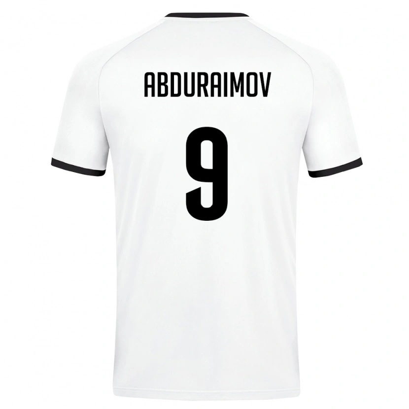 Danxen Mujer Camiseta Uzbekistán Laziz Abduraimov #9 Blanco Verde Oscuro 2ª Equipación 26-28 La Camisa
