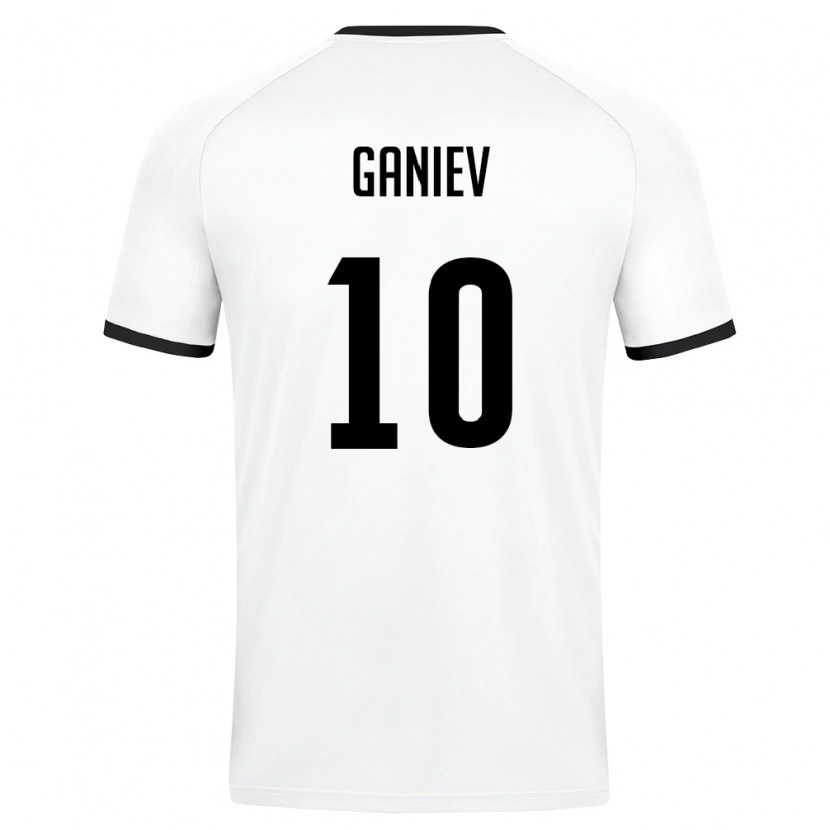 Danxen Mujer Camiseta Uzbekistán Aziz Ganiev #10 Blanco Verde Oscuro 2ª Equipación 26-28 La Camisa