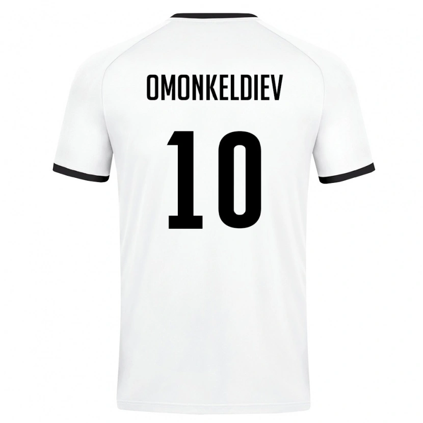 Danxen Mujer Camiseta Uzbekistán Fazliddin Omonkeldiev #10 Blanco Verde Oscuro 2ª Equipación 26-28 La Camisa