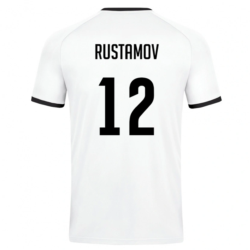 Danxen Mujer Camiseta Uzbekistán Umar Rustamov #12 Blanco Verde Oscuro 2ª Equipación 26-28 La Camisa