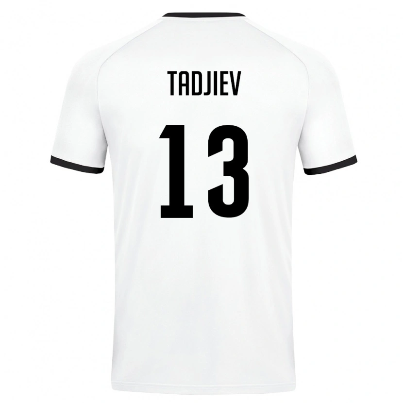 Danxen Mujer Camiseta Uzbekistán Diyorbek Tadjiev #13 Blanco Verde Oscuro 2ª Equipación 26-28 La Camisa
