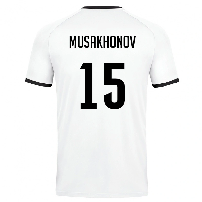 Danxen Mujer Camiseta Uzbekistán Mukhammadali Musakhonov #15 Blanco Verde Oscuro 2ª Equipación 26-28 La Camisa