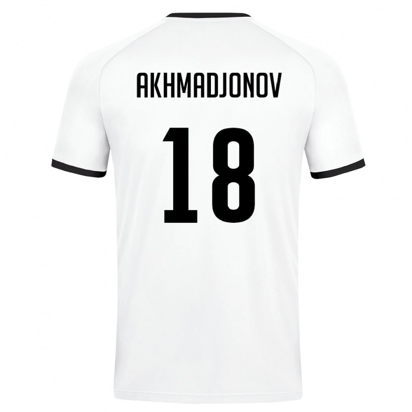Danxen Mujer Camiseta Uzbekistán Narimonjon Akhmadjonov #18 Blanco Verde Oscuro 2ª Equipación 26-28 La Camisa