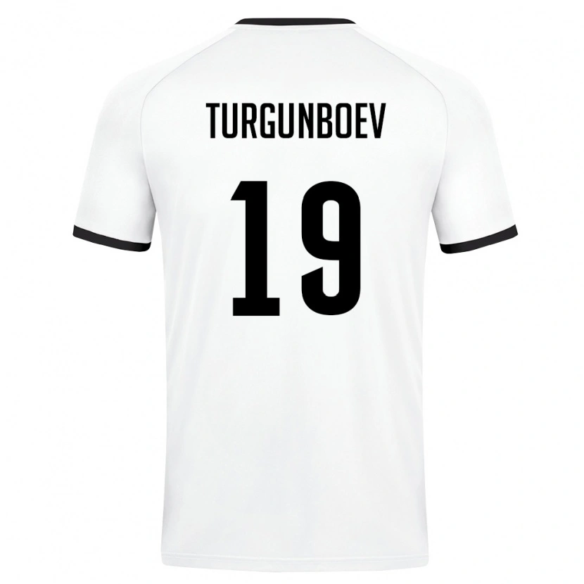 Danxen Mujer Camiseta Uzbekistán Azizbek Turgunboev #19 Blanco Verde Oscuro 2ª Equipación 26-28 La Camisa