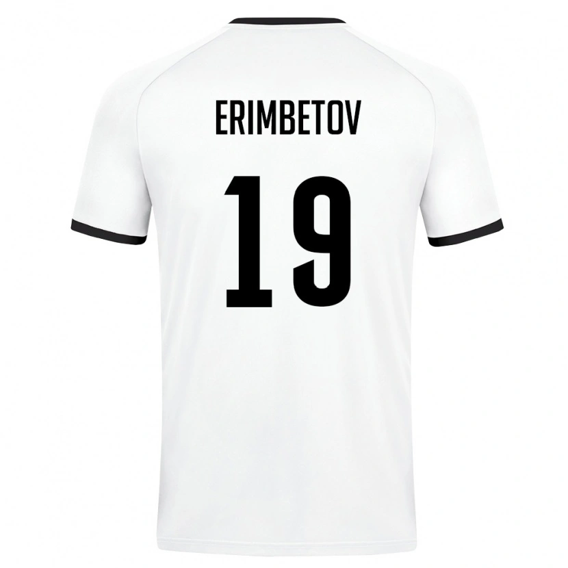 Danxen Mujer Camiseta Uzbekistán Azizbek Erimbetov #19 Blanco Verde Oscuro 2ª Equipación 26-28 La Camisa