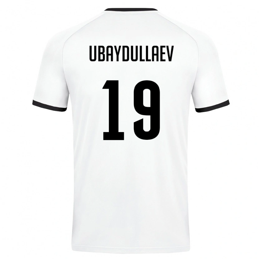 Danxen Mujer Camiseta Uzbekistán Javokhir Ubaydullaev #19 Blanco Verde Oscuro 2ª Equipación 26-28 La Camisa