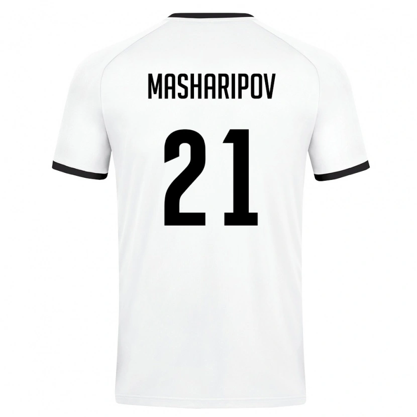 Danxen Mujer Camiseta Uzbekistán Akbar Masharipov #21 Blanco Verde Oscuro 2ª Equipación 26-28 La Camisa