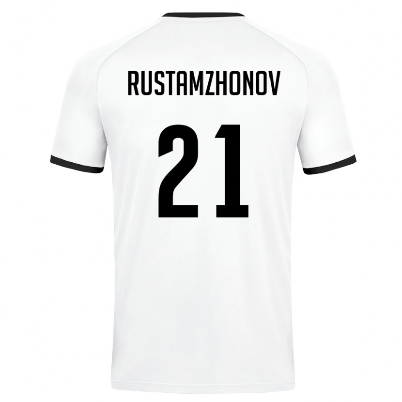Danxen Mujer Camiseta Uzbekistán Nematullo Rustamzhonov #21 Blanco Verde Oscuro 2ª Equipación 26-28 La Camisa