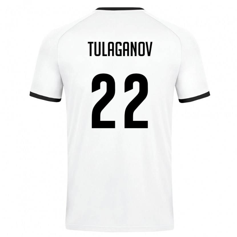 Danxen Mujer Camiseta Uzbekistán Davron Tulaganov #22 Blanco Verde Oscuro 2ª Equipación 26-28 La Camisa