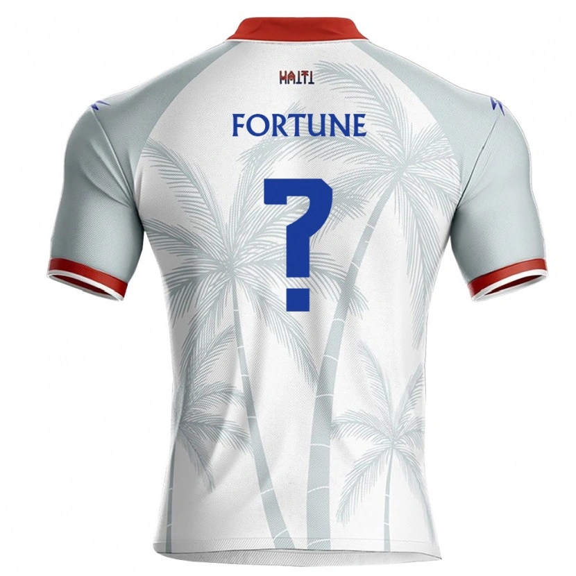Danxen Mujer Camiseta Haití Yassin Fortuné #0 Blanco Rojo Gris 2ª Equipación 26-28 La Camisa