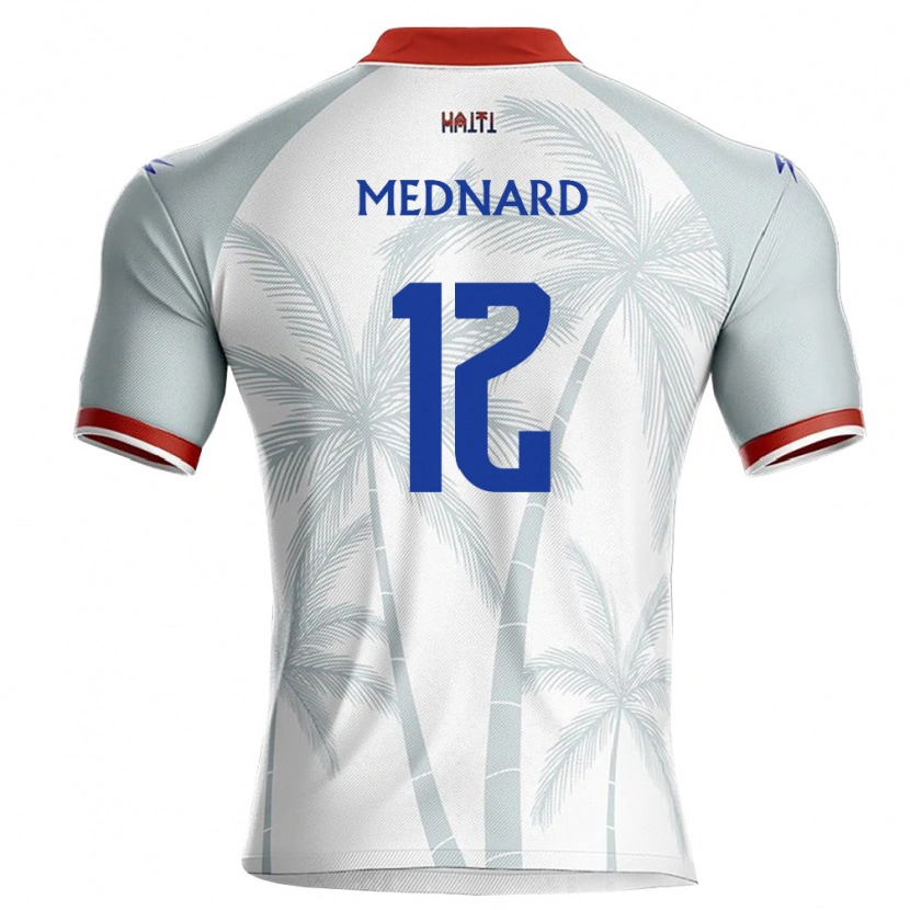 Danxen Mujer Camiseta Haití Jonah Mednard #12 Blanco Rojo Gris 2ª Equipación 26-28 La Camisa