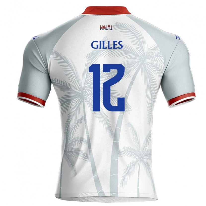 Danxen Mujer Camiseta Haití Stephane Gilles #12 Blanco Rojo Gris 2ª Equipación 26-28 La Camisa