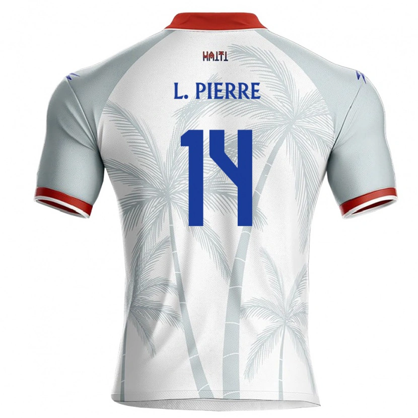 Danxen Mujer Camiseta Haití Leverton Pierre #14 Blanco Rojo Gris 2ª Equipación 26-28 La Camisa