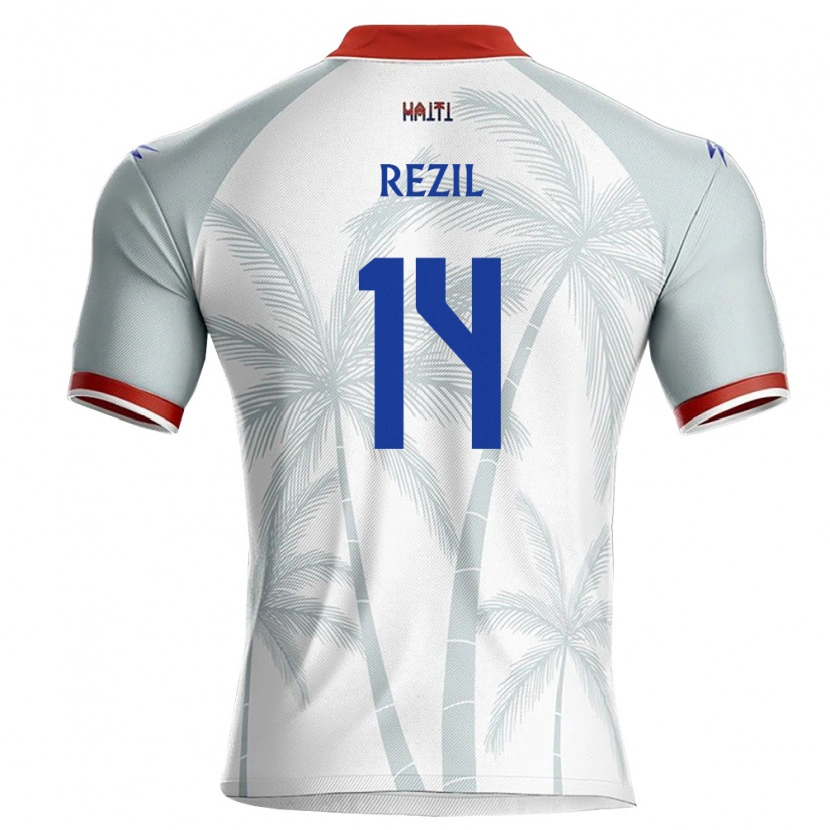 Danxen Mujer Camiseta Haití Dieuvens Rezil #14 Blanco Rojo Gris 2ª Equipación 26-28 La Camisa