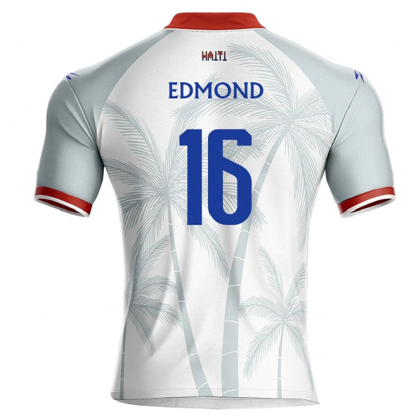 Danxen Mujer Camiseta Haití Deryl Edmond #16 Blanco Rojo Gris 2ª Equipación 26-28 La Camisa