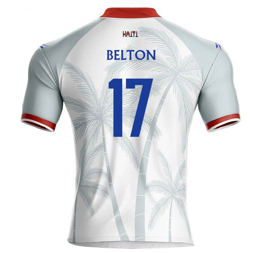 Danxen Mujer Camiseta Haití Jhon-Widy Belton #17 Blanco Rojo Gris 2ª Equipación 26-28 La Camisa