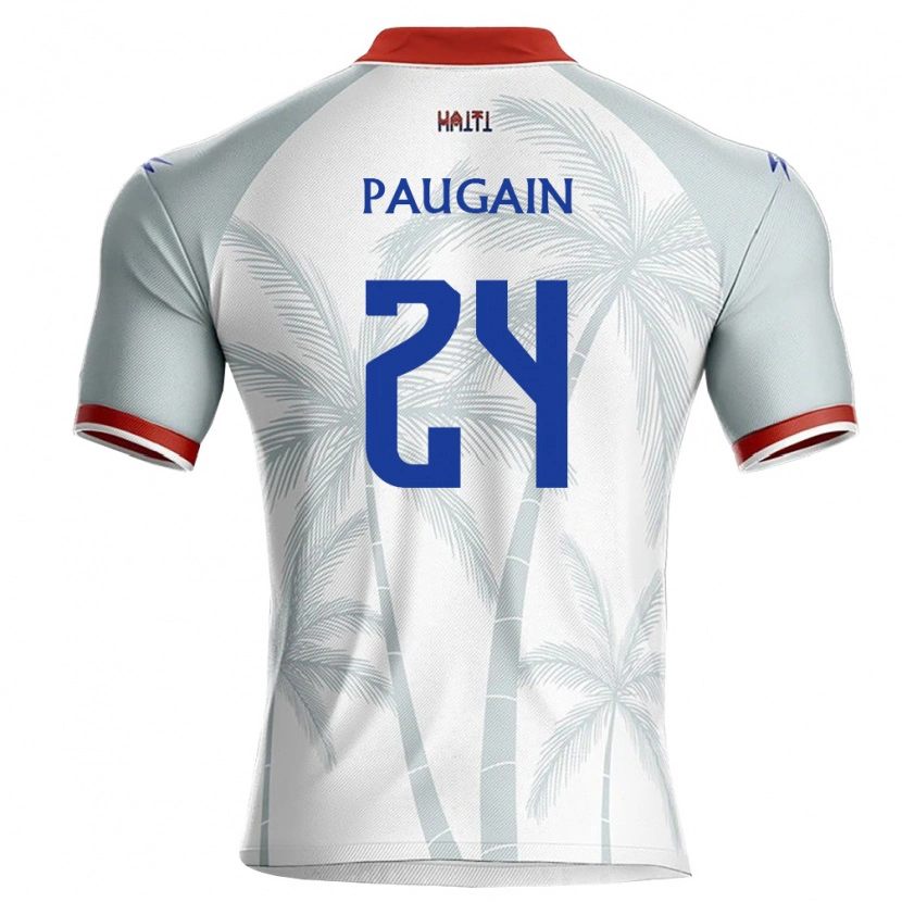Danxen Mujer Camiseta Haití Wilguens Paugain #24 Blanco Rojo Gris 2ª Equipación 26-28 La Camisa