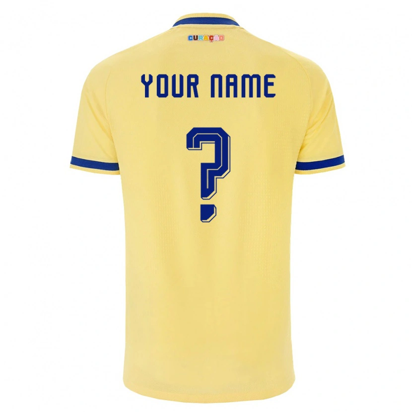 Danxen Mujer Camiseta Curazao Su Nombre #0 Amarillo Marino Rosa 2ª Equipación 26-28 La Camisa