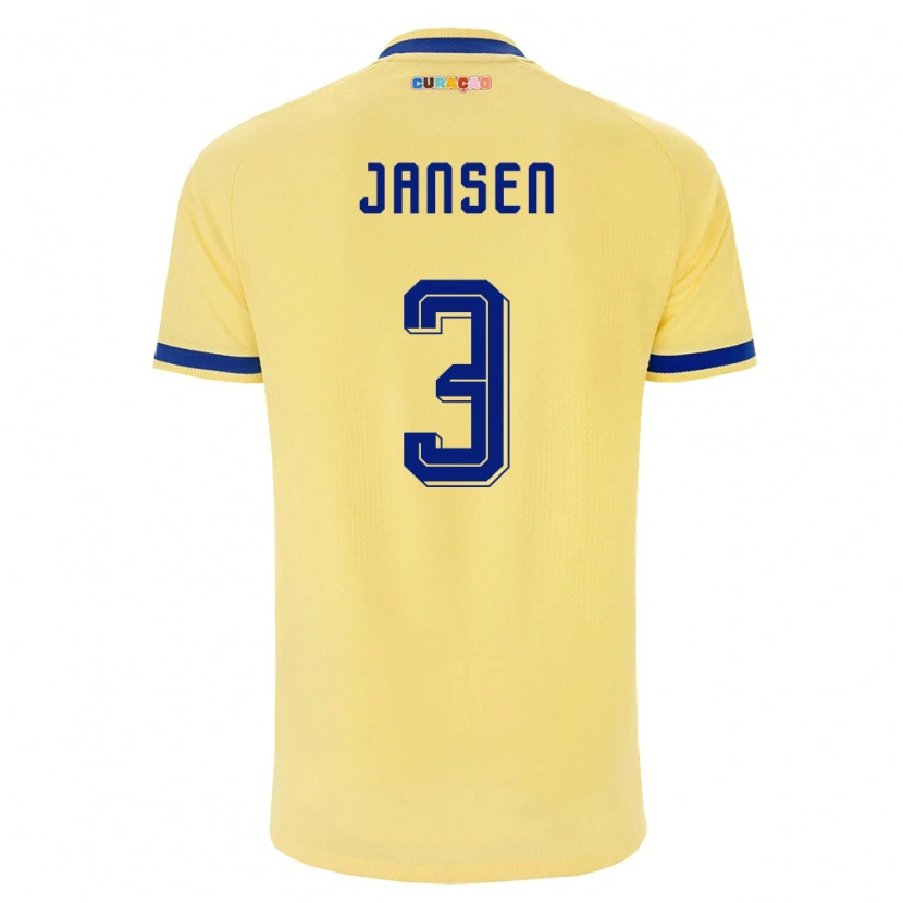 Danxen Mujer Camiseta Curazao Mart Jansen #3 Amarillo Marino Rosa 2ª Equipación 26-28 La Camisa