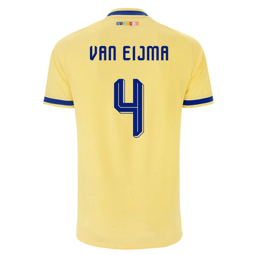 Danxen Mujer Camiseta Curazao Roshon Van Eijma #4 Amarillo Marino Rosa 2ª Equipación 26-28 La Camisa