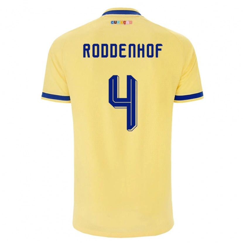 Danxen Mujer Camiseta Curazao Liyon Roddenhof #4 Amarillo Marino Rosa 2ª Equipación 26-28 La Camisa