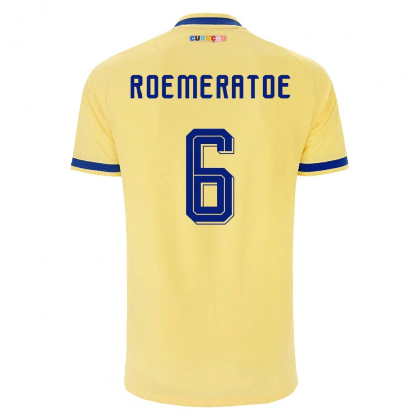 Danxen Mujer Camiseta Curazao Godfried Roemeratoe #6 Amarillo Marino Rosa 2ª Equipación 26-28 La Camisa