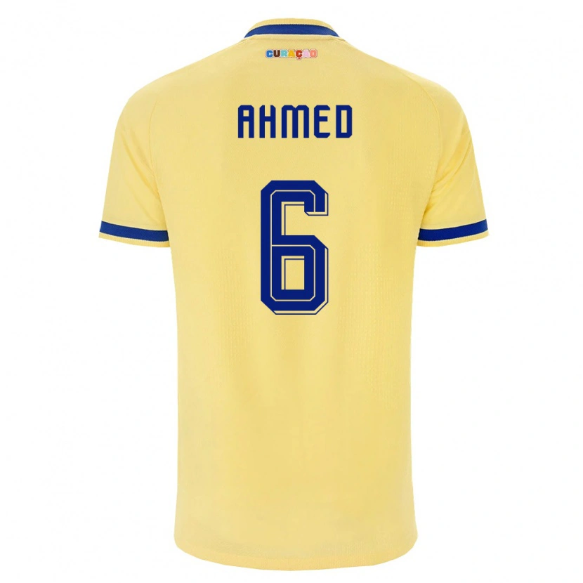 Danxen Mujer Camiseta Curazao Isaiah Ahmed #6 Amarillo Marino Rosa 2ª Equipación 26-28 La Camisa