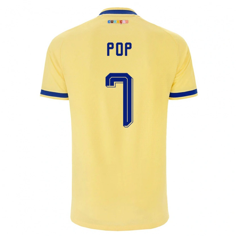 Danxen Mujer Camiseta Curazao Cristian Pop #7 Amarillo Marino Rosa 2ª Equipación 26-28 La Camisa