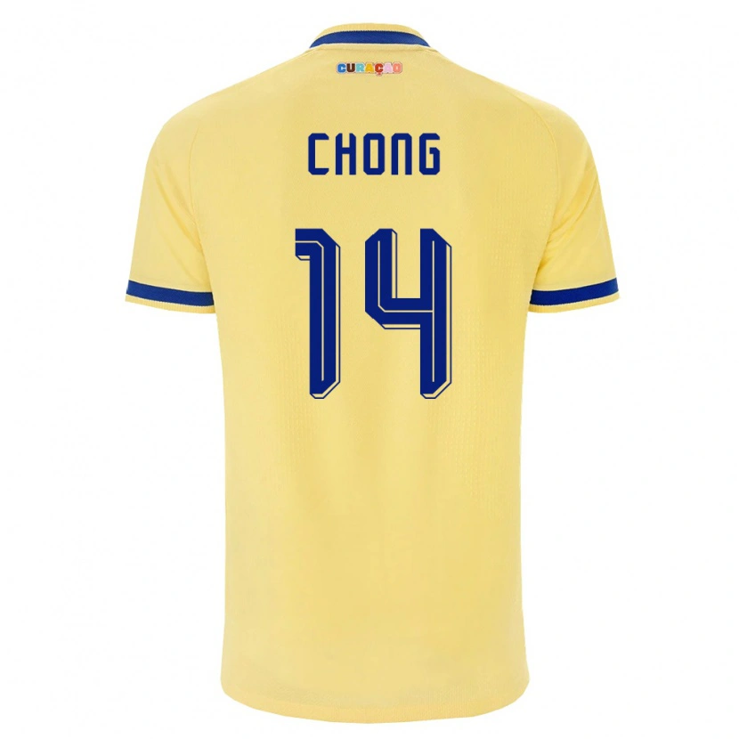 Danxen Mujer Camiseta Curazao Tahith Chong #14 Amarillo Marino Rosa 2ª Equipación 26-28 La Camisa