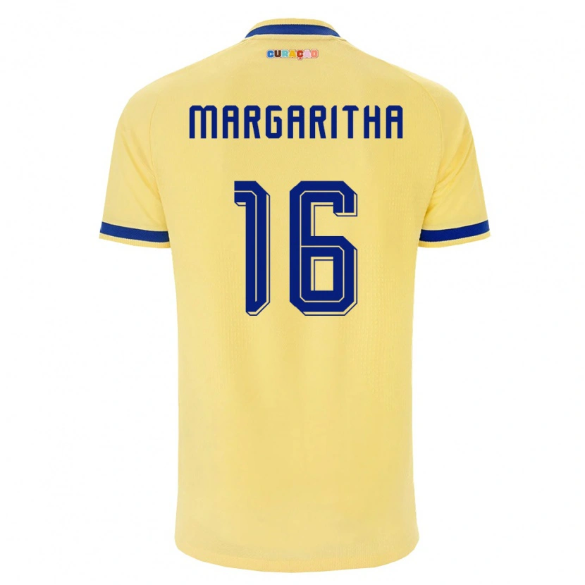 Danxen Mujer Camiseta Curazao Jearl Margaritha #16 Amarillo Marino Rosa 2ª Equipación 26-28 La Camisa