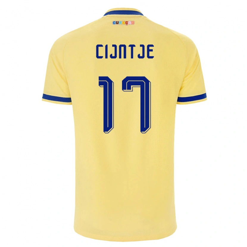 Danxen Mujer Camiseta Curazao Jayden Cijntje #17 Amarillo Marino Rosa 2ª Equipación 26-28 La Camisa