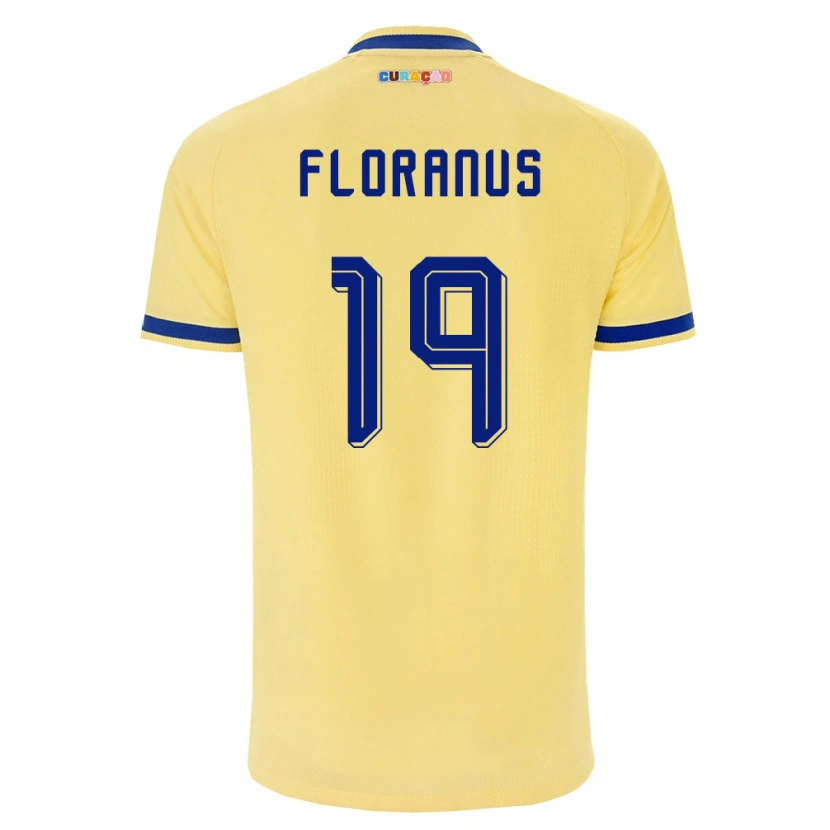 Danxen Mujer Camiseta Curazao Juninho Floranus #19 Amarillo Marino Rosa 2ª Equipación 26-28 La Camisa