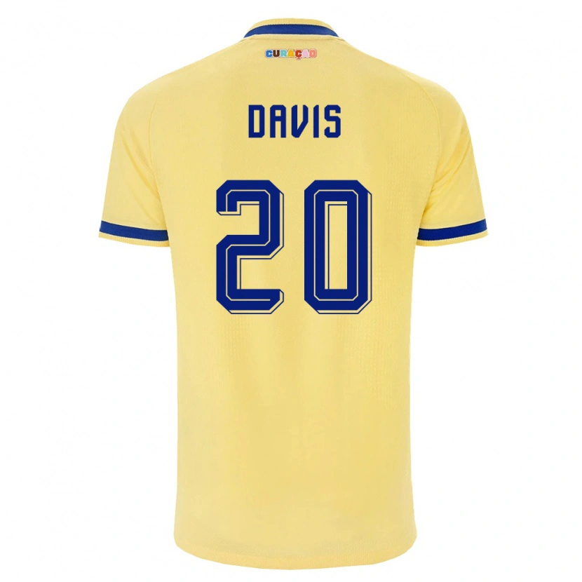 Danxen Mujer Camiseta Curazao Kevin Davis #20 Amarillo Marino Rosa 2ª Equipación 26-28 La Camisa