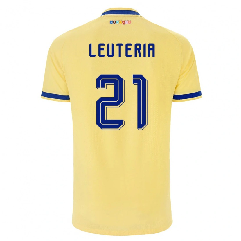 Danxen Mujer Camiseta Curazao Mishean Leuteria #21 Amarillo Marino Rosa 2ª Equipación 26-28 La Camisa