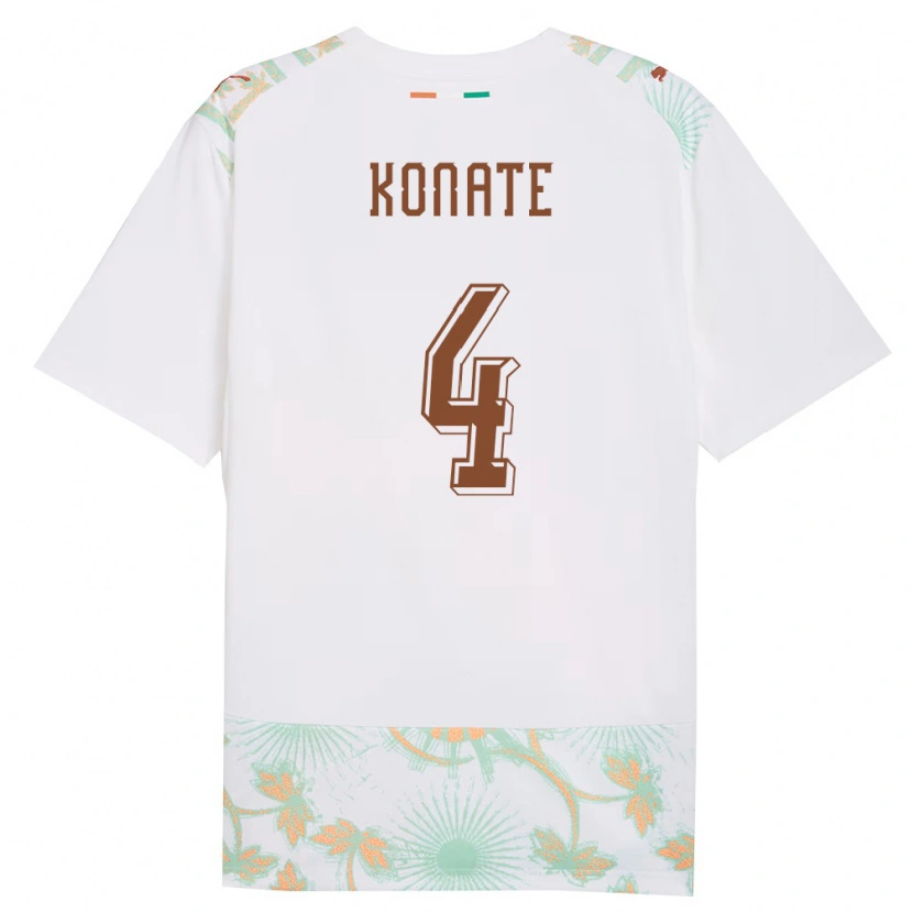 Danxen Mujer Camiseta Costa De Marfil Samba Konate #4 Blanco Naranja Verde 2ª Equipación 26-28 La Camisa