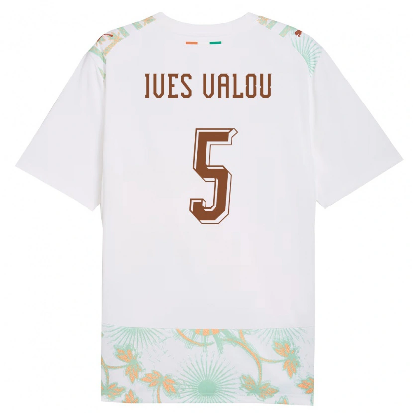 Danxen Mujer Camiseta Costa De Marfil Jean Ives Valou #5 Blanco Naranja Verde 2ª Equipación 26-28 La Camisa