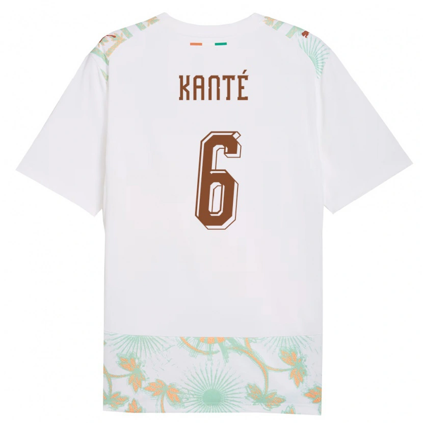 Danxen Mujer Camiseta Costa De Marfil Abdoulaye Kanté #6 Blanco Naranja Verde 2ª Equipación 26-28 La Camisa