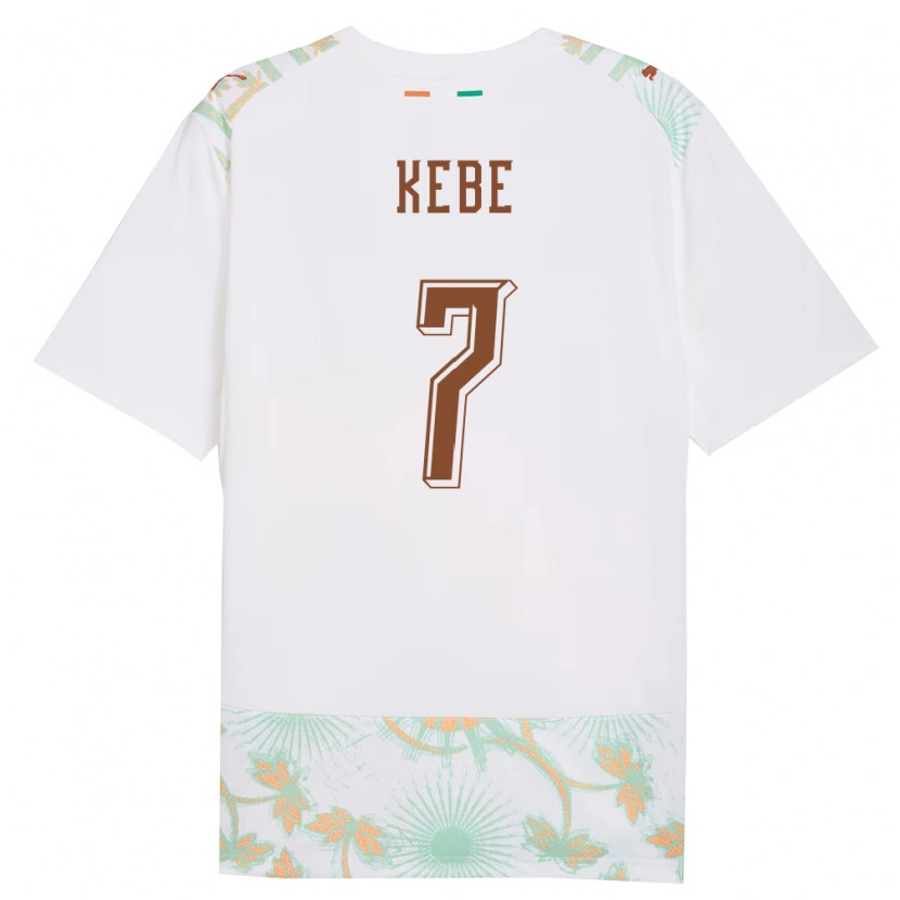 Danxen Mujer Camiseta Costa De Marfil Bakary Kebe #7 Blanco Naranja Verde 2ª Equipación 26-28 La Camisa
