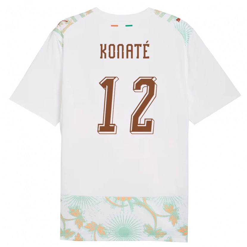 Danxen Mujer Camiseta Costa De Marfil Valy Konaté #12 Blanco Naranja Verde 2ª Equipación 26-28 La Camisa